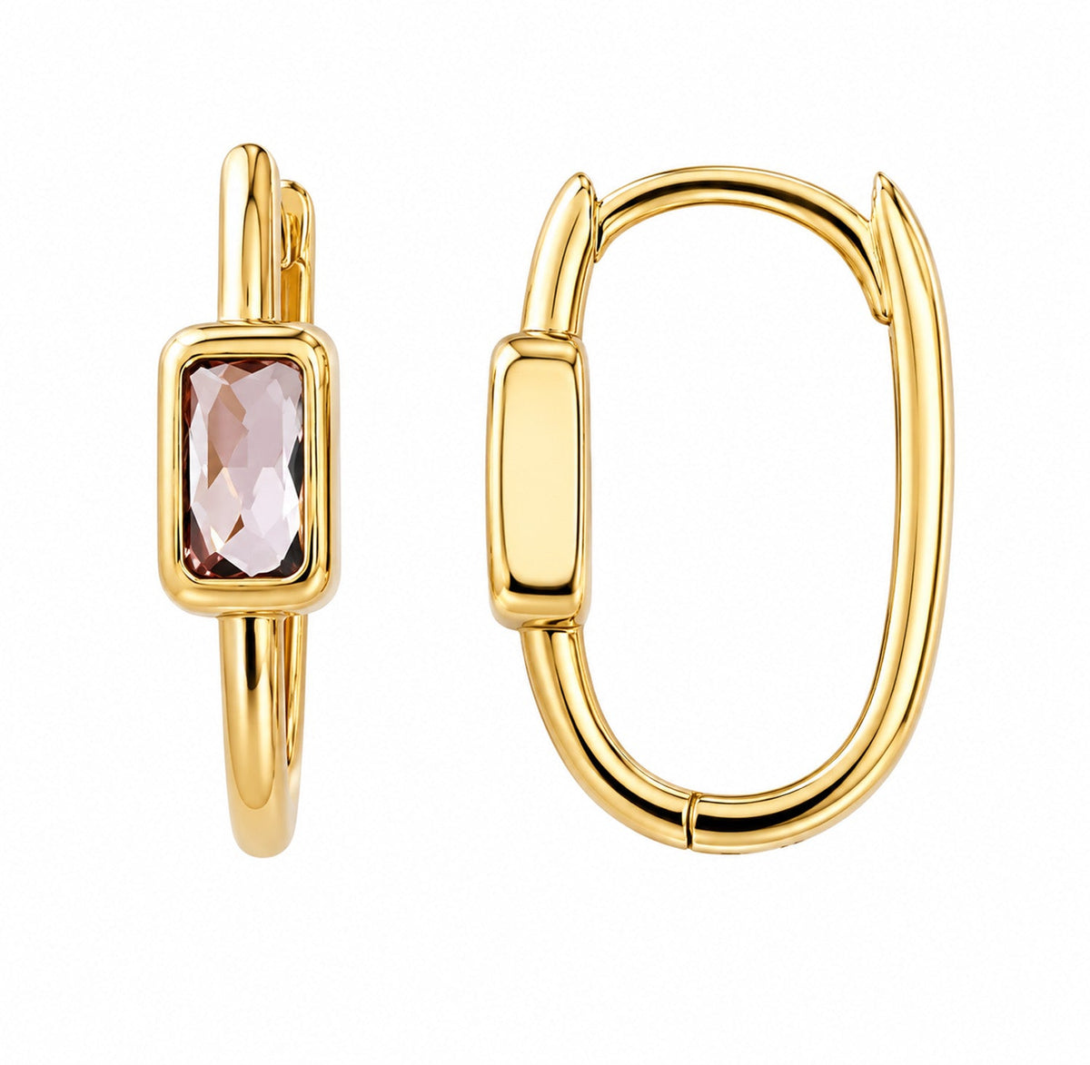Fine Gold 9K Yellow Gold Faceted Amethyst Huggie Earrings 9YE0251AM 9YE0251AM front packshot
