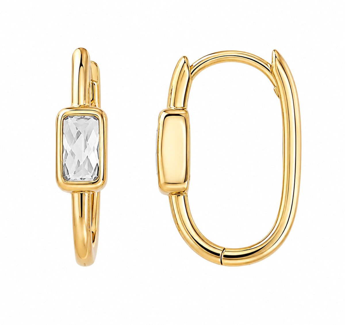 Fine Gold 9K Yellow Gold Faceted Sky Blue Topaz Huggie Earrings 9YE0251BT 9YE0251BT front packshot