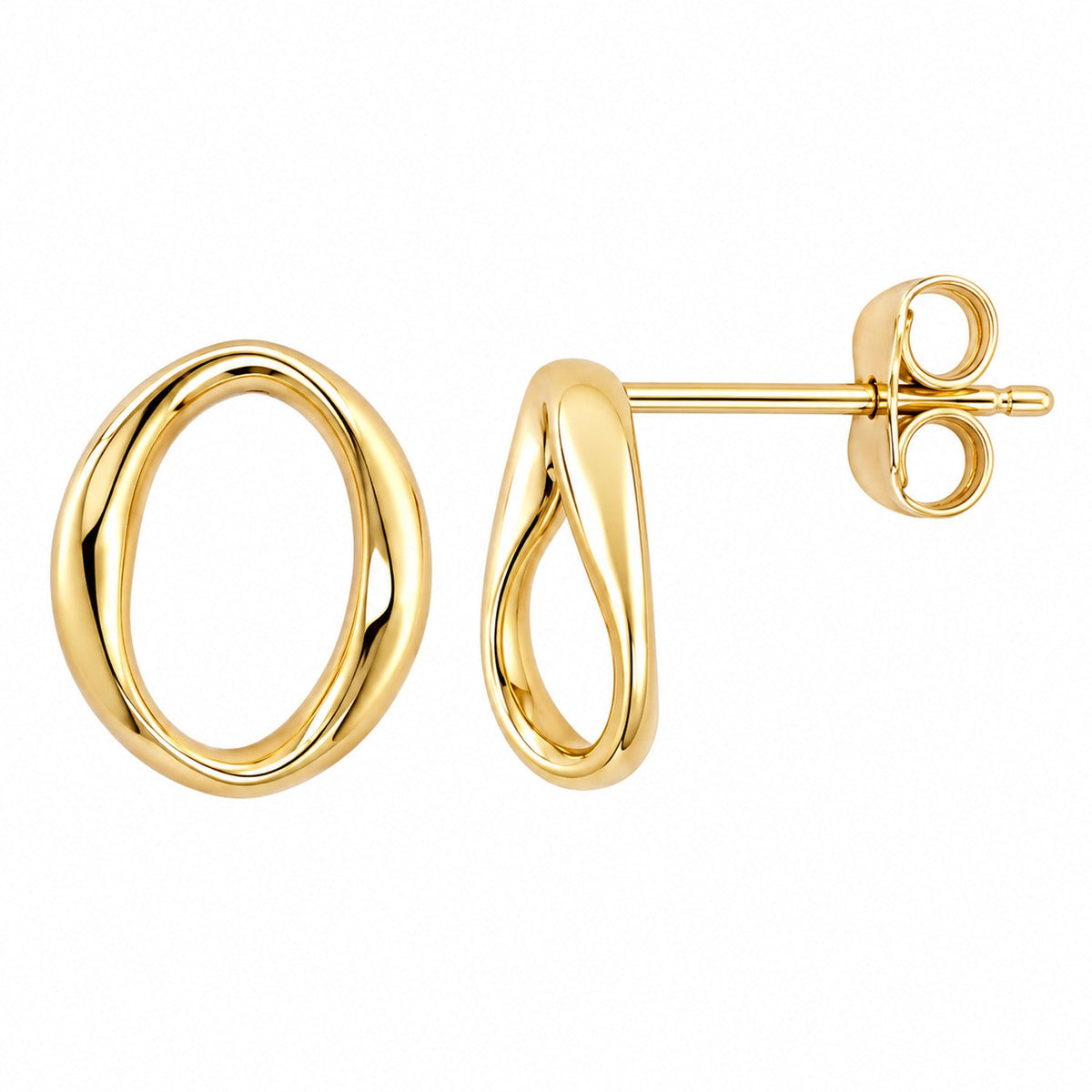 Fine Gold 9K Yellow Gold Circle Twist Stud Earrings 9YE2858 9YE2858 front packshot