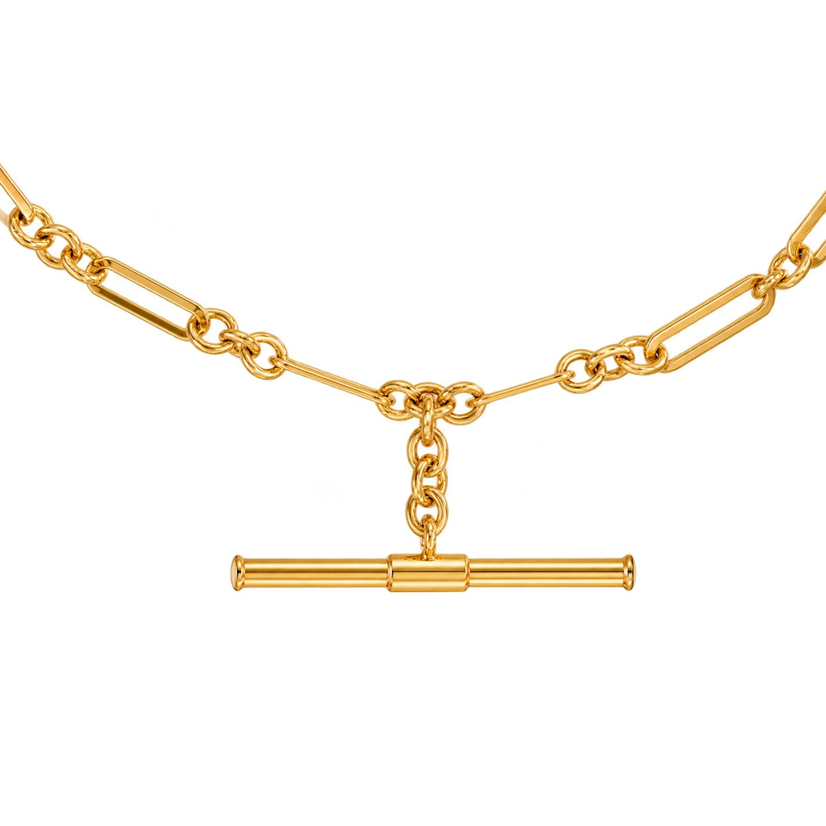 Fine Gold 9K Yellow Gold Heirloom Paperchain FOB Necklace 45cm 9YN1276 9YN1276 front packshot