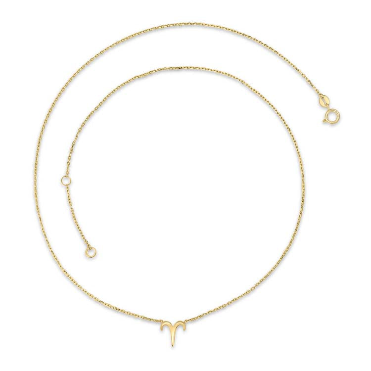 9K Yellow Gold Aries Zodiac Necklace Personalized Astrology Gift