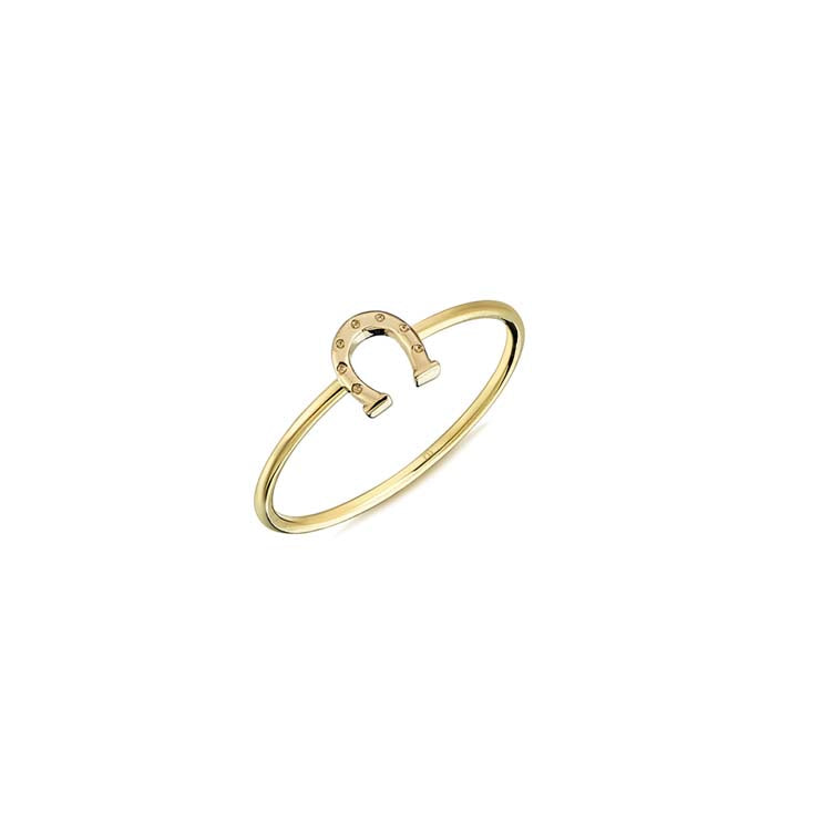 9K Yellow Gold Lucky Horseshoe Ring Stylish Contemporary Jewelry