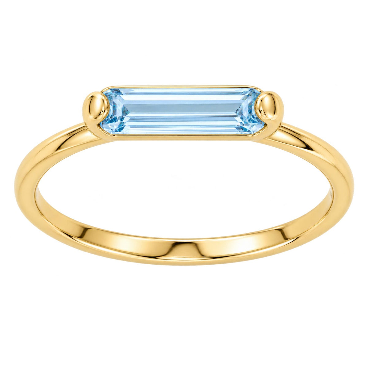 Fine Gold 9K Yellow Gold Sky Blue Topaz Long Bar Ring 9YR0595BT-L front packshot