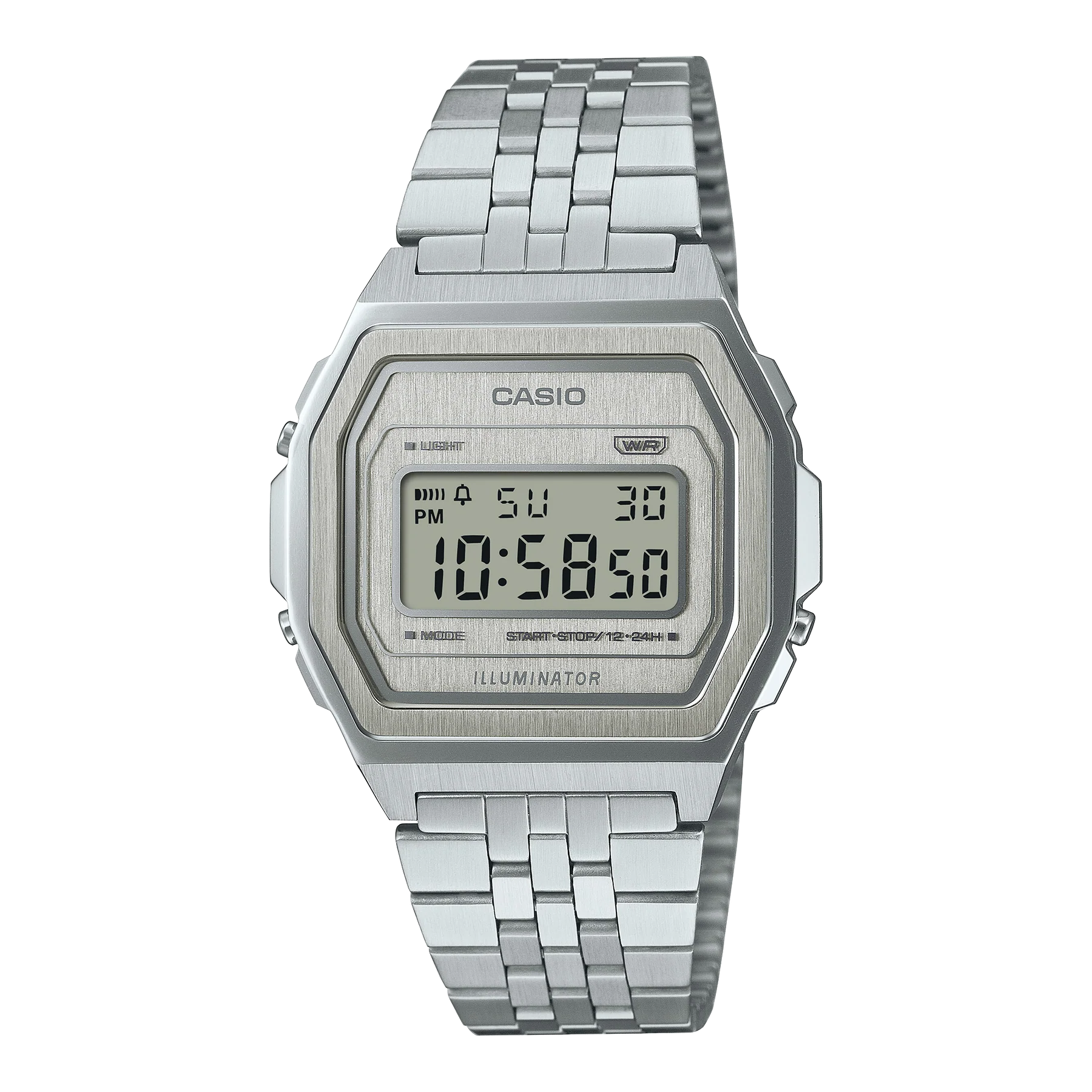 Casio Vintage Silver Stainless Steel Band Watch A1000A-7D