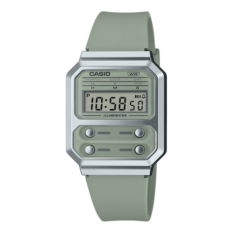 Casio Vintage Green Resin Band Watch A100WEF-3A