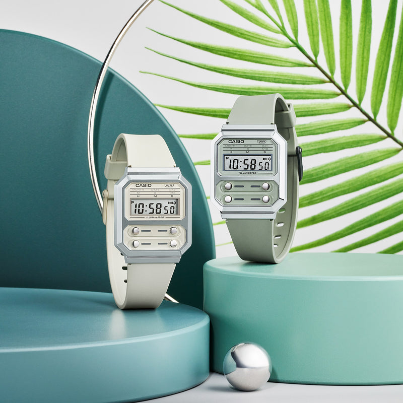 Casio Vintage Green Resin Band Watch A100WEF-3A