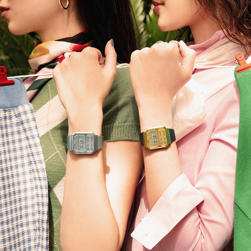 Casio Vintage Green Resin Band Watch A100WEF-3A