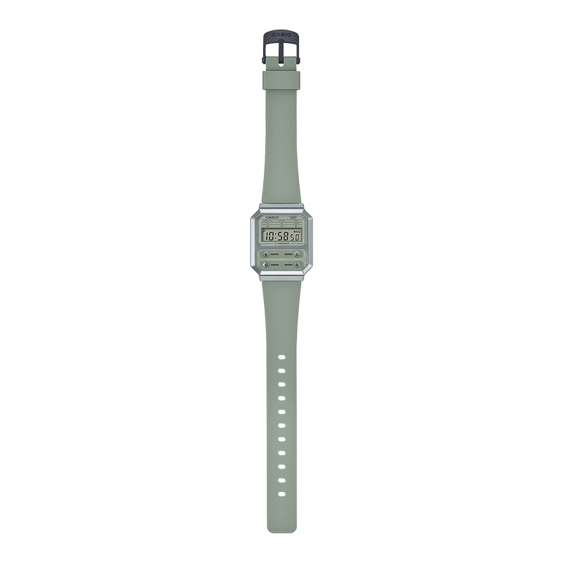 Casio Vintage Green Resin Band Watch A100WEF-3A