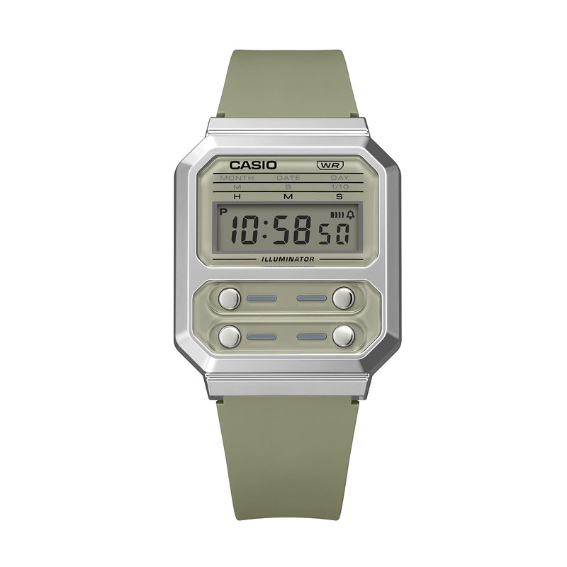 Casio Vintage Green Resin Band Watch A100WEF-3A