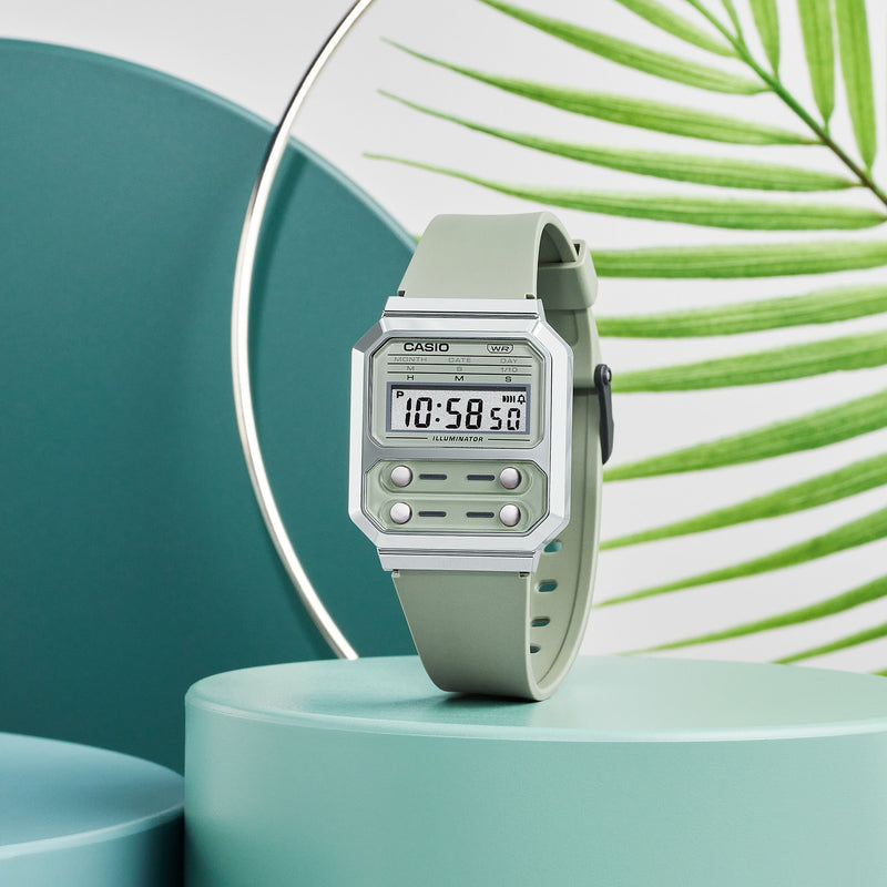 Casio Vintage Green Resin Band Watch A100WEF-3A