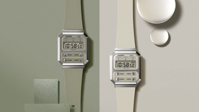 Casio Vintage Green Resin Band Watch A100WEF-3A