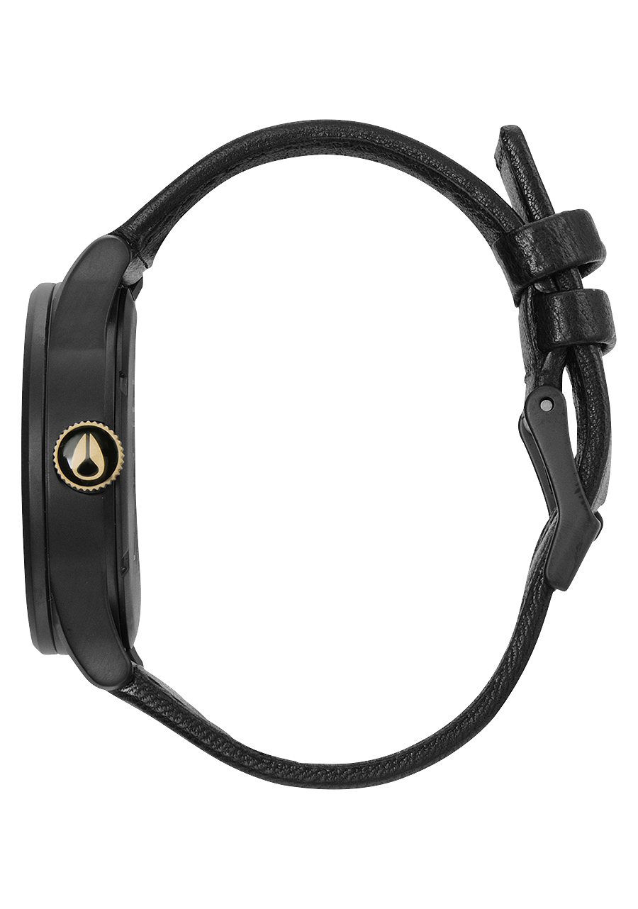 Nixon Sentry Leather Matte Black / Gold Watch A105-1041-00