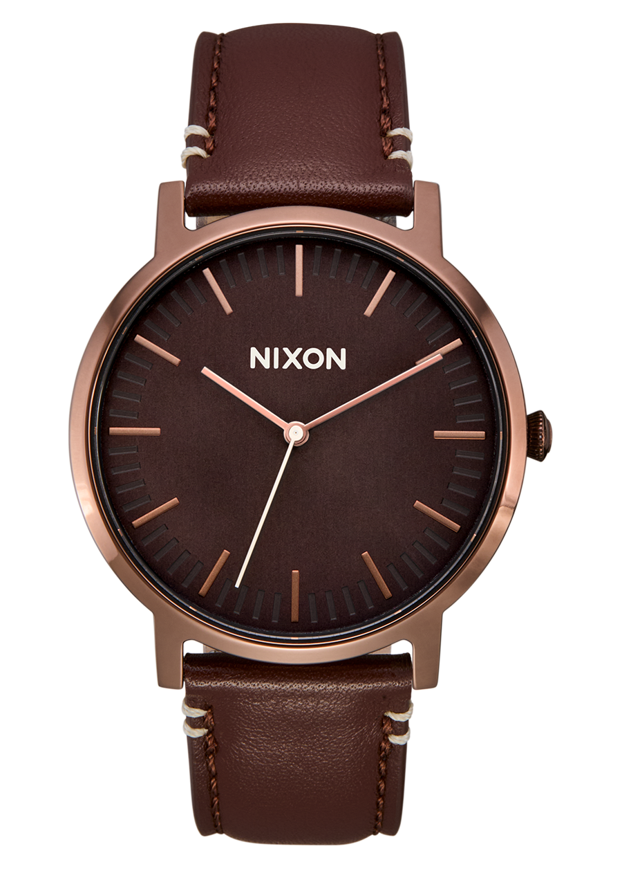 Nixon Porter Leather Chocolate / Dark Roast / Brown Watch A1058-5240-00