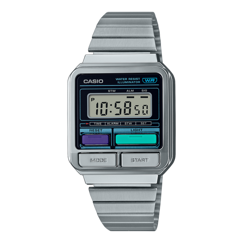 Casio Vintage Digital Silver Stainless Steel Watch A120WE-1A