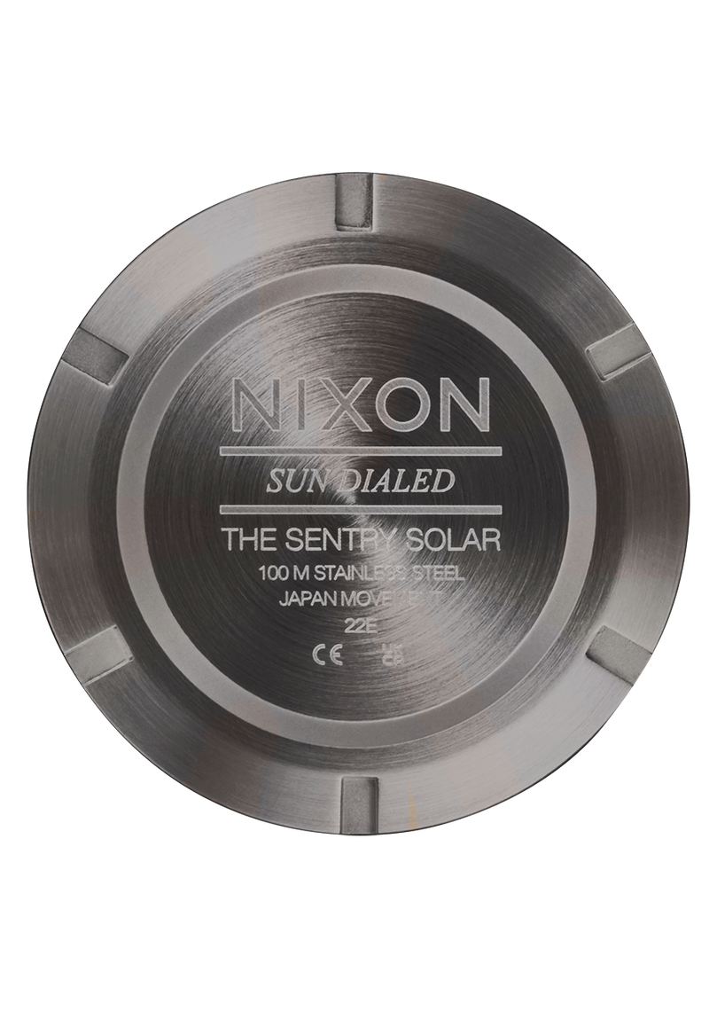 Nixon Sentry Solar Stainless Steel Gunmetal Dial Mens Watch A1346-131-00