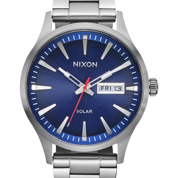 Nixon Sentry Solar Stainless Steel Blue Dial Mens Watch A1346