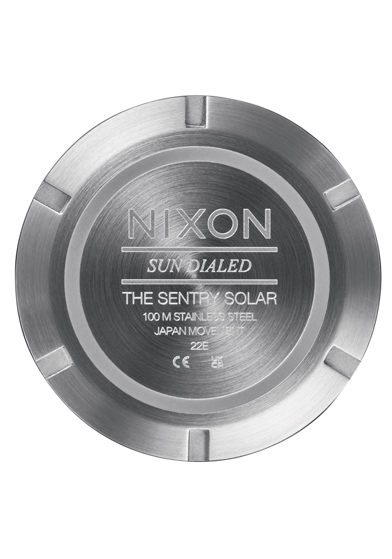 Nixon Sentry Solar Stainless Steel Blue Dial Mens Watch A1346-5091-00