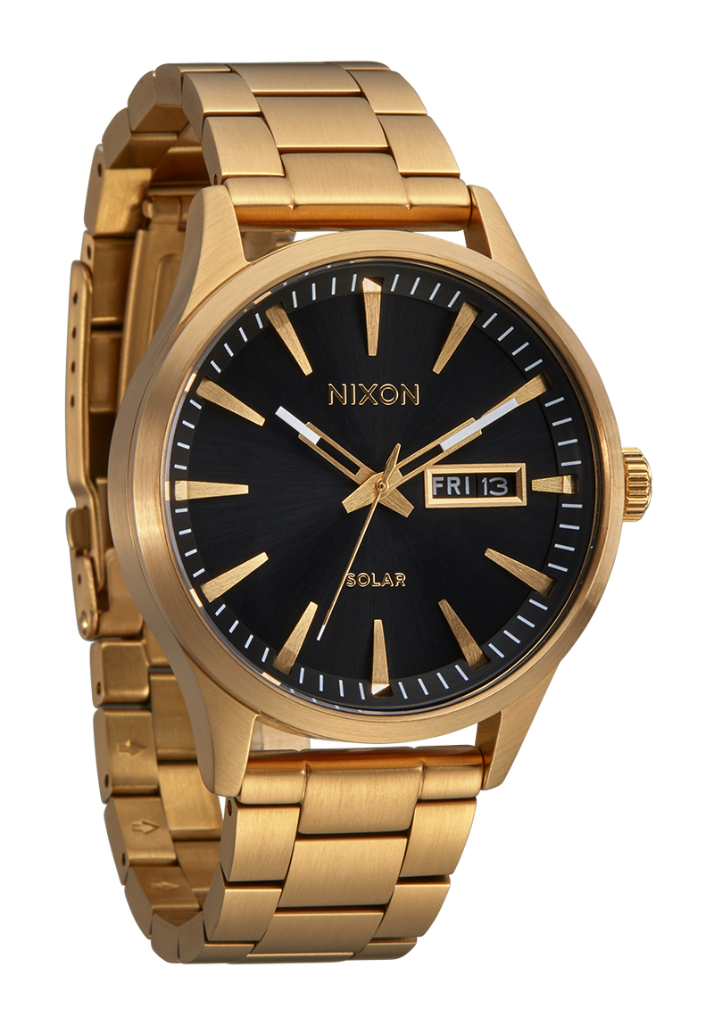 Nixon Sentry Solar Stainless Steel Black Dial Mens Watch A1346-510-00