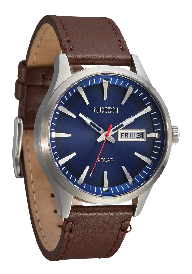 Nixon Sentry Solar Leather Blue Dial Mens Watch A1347 5091 00 Watch Direct