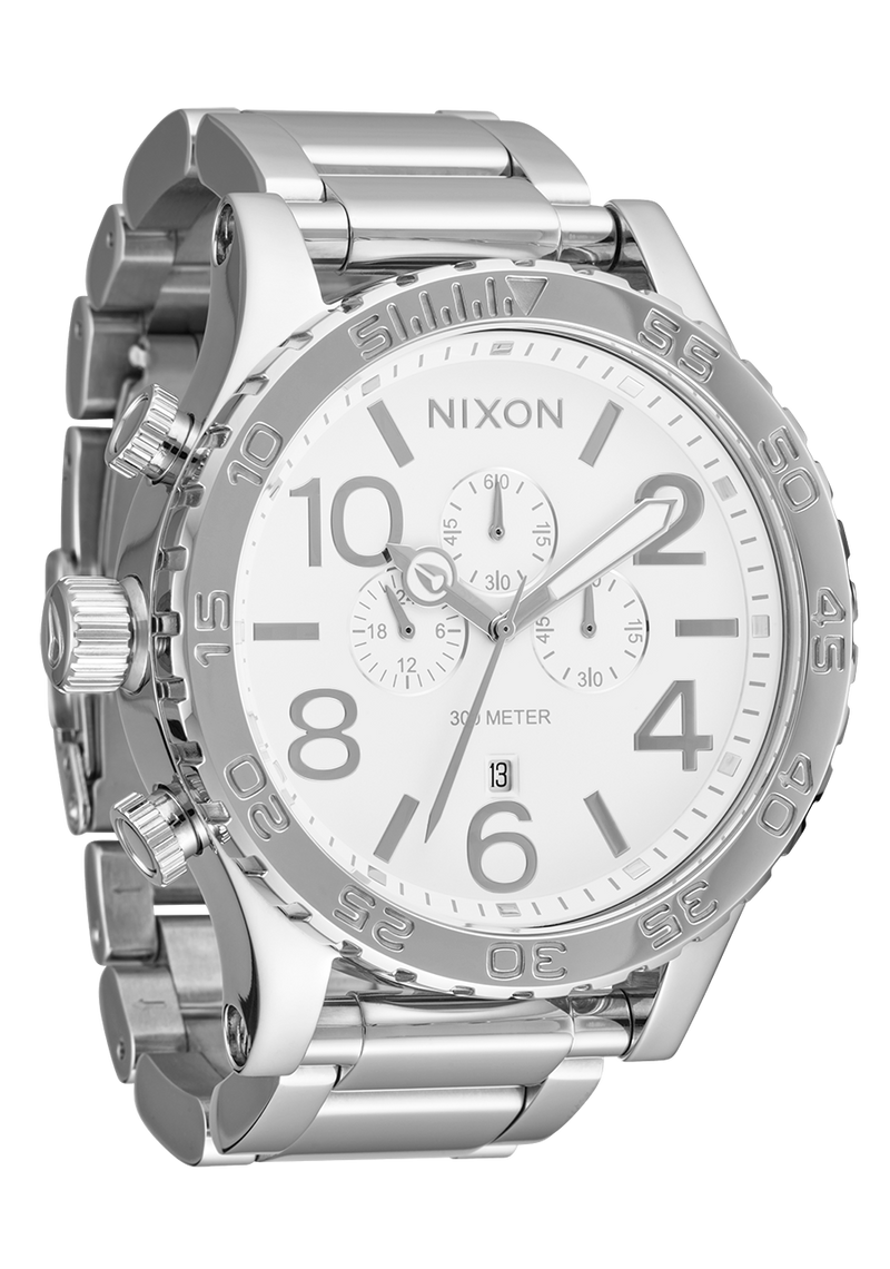 Nixon 51-30 Chrono Stainless Steel White Dial Mens Watch A083-488-00