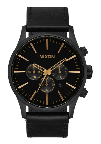 Nixon Sentry Chrono Leather Black Dial Mens Watch A405 3088 00