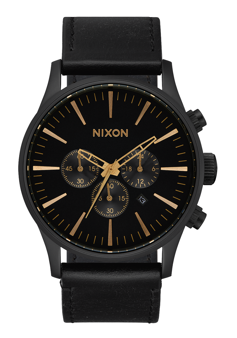 Nixon Sentry Chrono Leather Black Dial Mens Watch A405 3088 00 Watch Direct