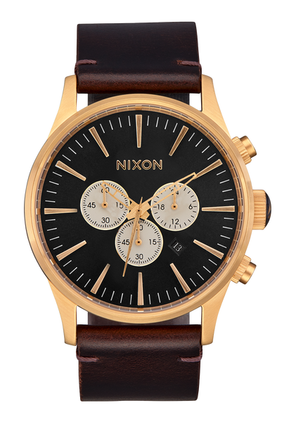 Nixon Sentry Chrono Leather Black Dial Mens Watch A405 5033 00