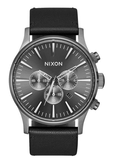 Nixon watch top black leather strap