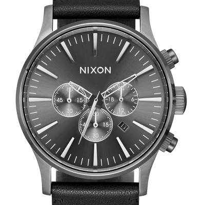 Nixon Sentry Chrono Leather Black Dial Mens Watch A405 680 00 Watch Direct