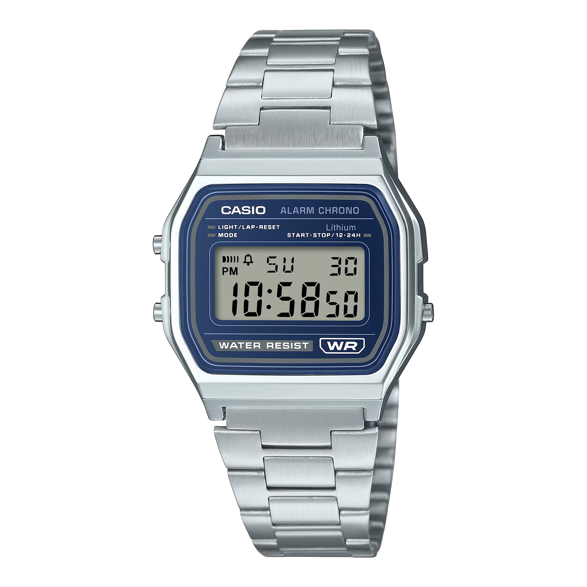 Casio Stainless Steel Digital Blue Dial Watch A158WEA-2D