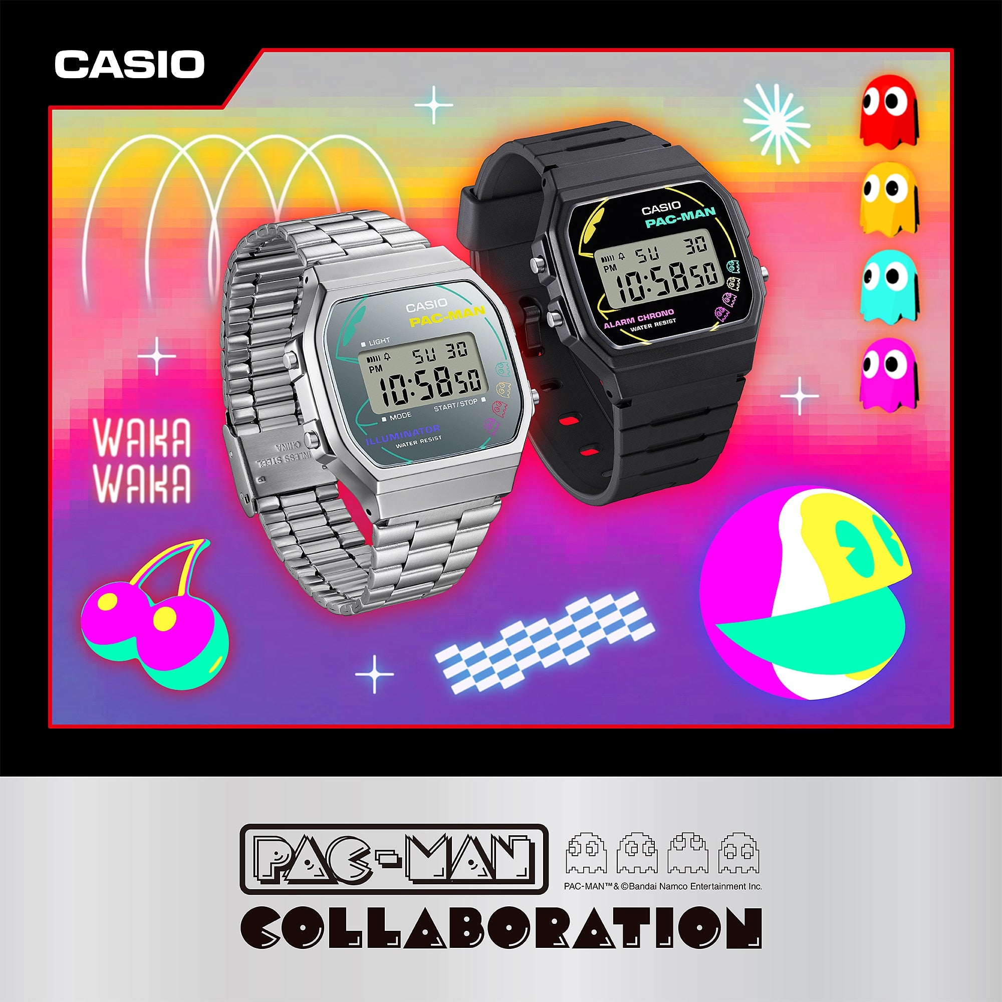 Casio x Pac man Collab Classic Digital Black Resin Band Watch F91WPC-1A