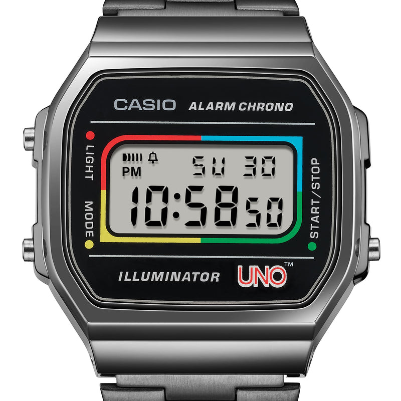 Casio Vintage UNO Colaboration Stainless Steel Watch A168WEUC-1A