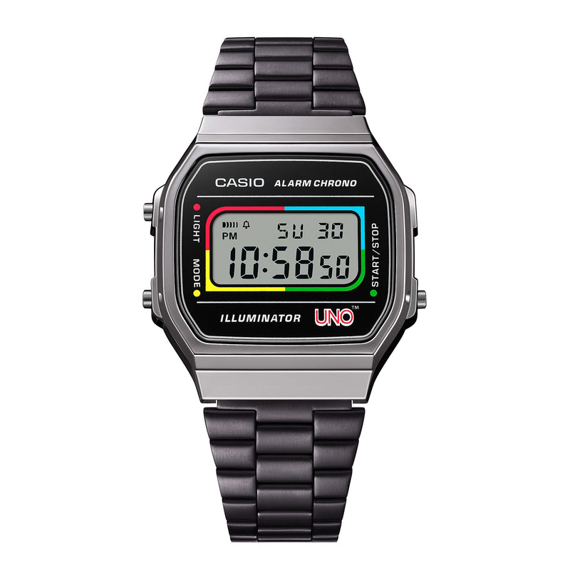 Casio Vintage UNO Colaboration Stainless Steel Watch A168WEUC-1A