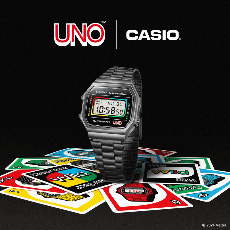 Casio Vintage UNO Colaboration Stainless Steel Watch A168WEUC-1A