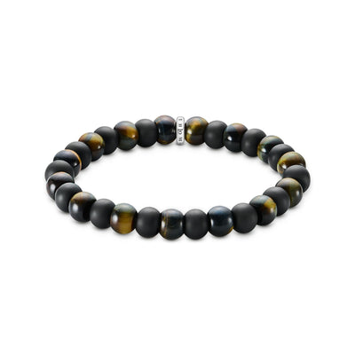 THOMAS SABO Bracelet with obsidian and tiger's eye beads