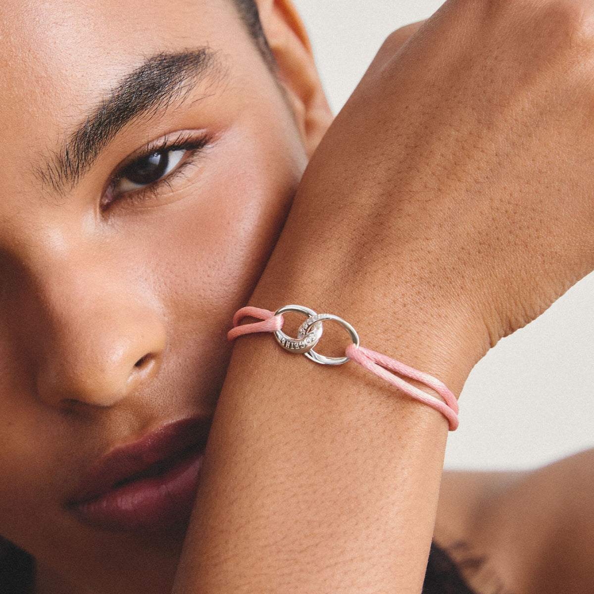 Thomas Sabo Textile bracelet Together pink with zirconia TA2236PI