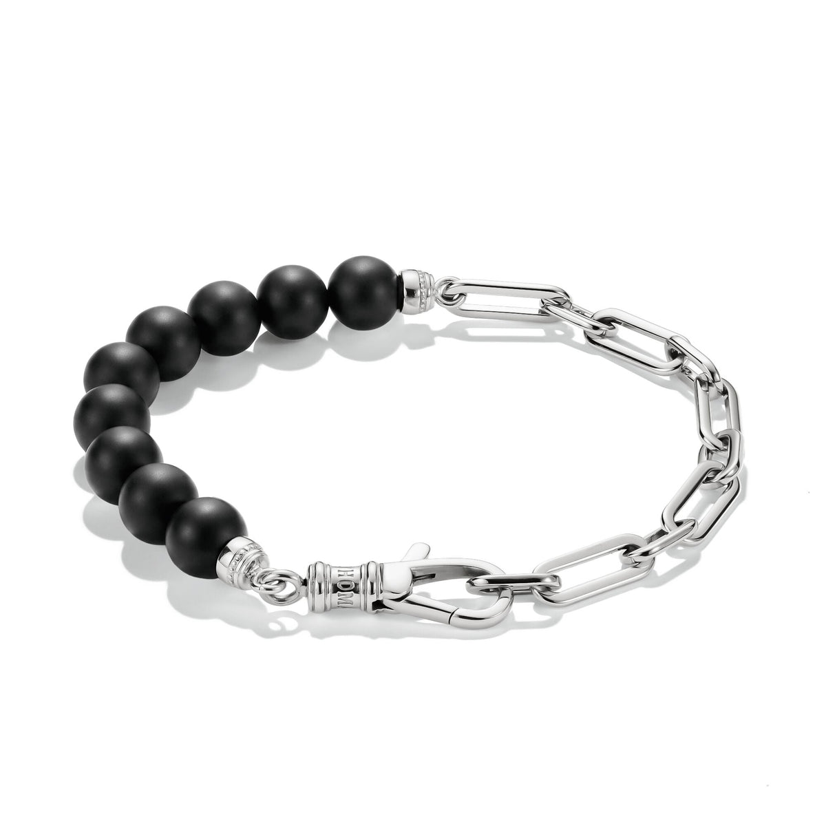 Thomas Sabo Stainless Steel Obsidian Bead Bracelet TA2254SBL-18 front packshot