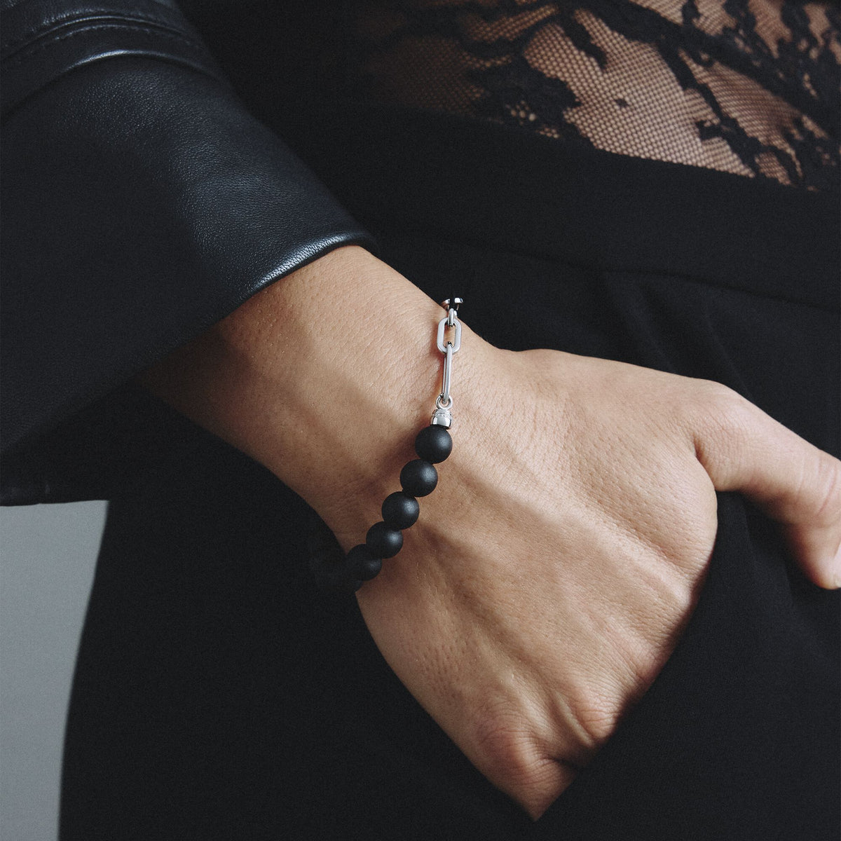 Thomas Sabo Stainless Steel Obsidian Bead Bracelet TA2254SBL-18 view 3