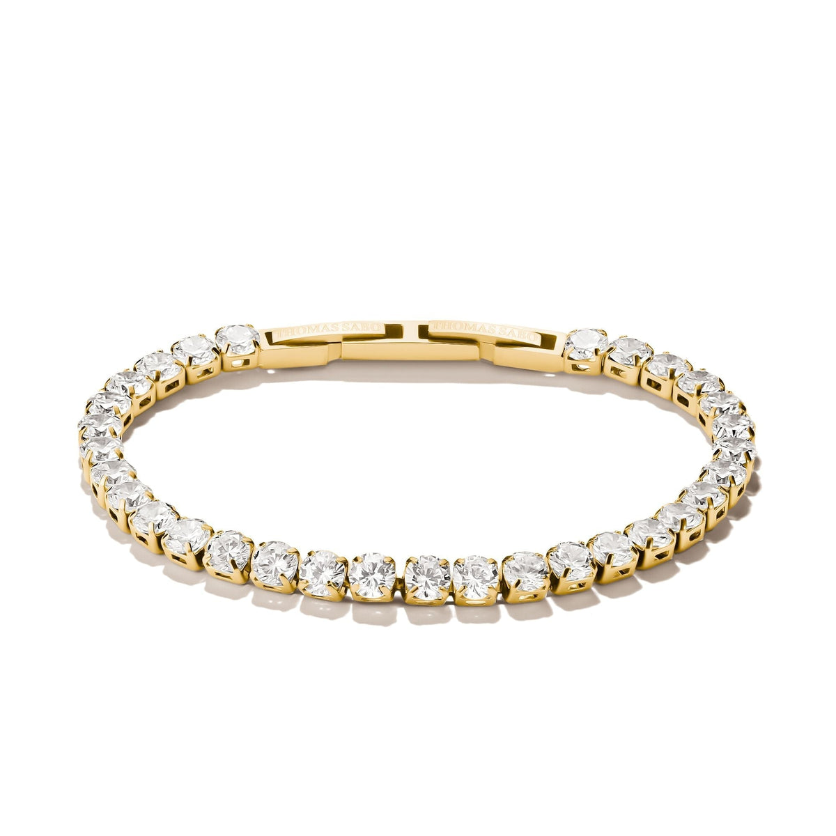 Thomas Sabo Gold-Tone Stainless Steel Tennis Bracelet with White Zirconia TA2259SY-16 front packshot