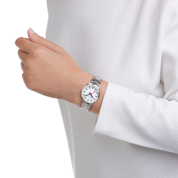 Mondaine Classic 30 mm White Dial Stainless Steel Watch A658.30323.11SBJ