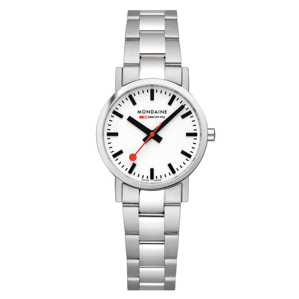 Mondaine Classic 30 mm White Dial Stainless Steel Watch A658.30323.11SBJ