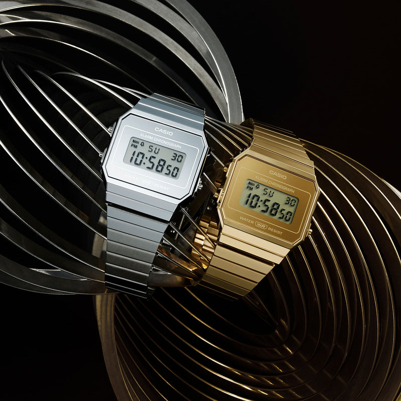 Casio Vintage Gold Dial Stainless Steel Watch A700WEVG-9A