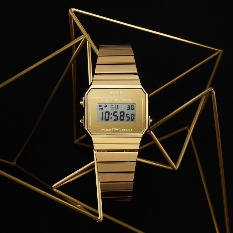 Casio Vintage Gold Dial Stainless Steel Watch A700WEVG-9A