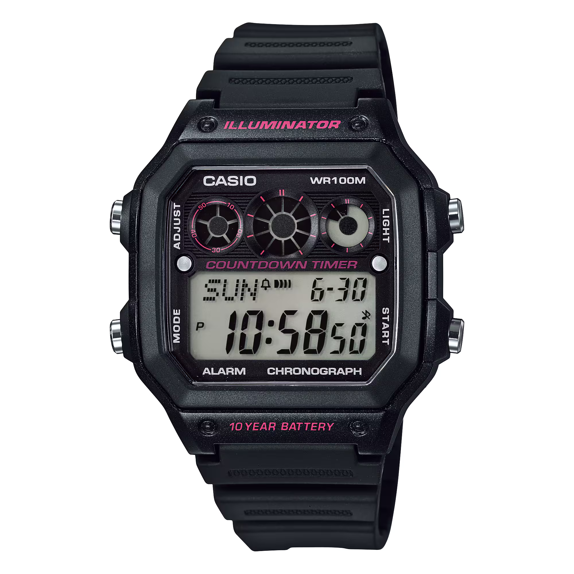 Casio World Time Standard Black Rubber Strap Watch AE1300WH-1A2