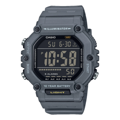 Casio Digital Illuminator Black Dial Grey Resin Band Watch AE1600H-8B