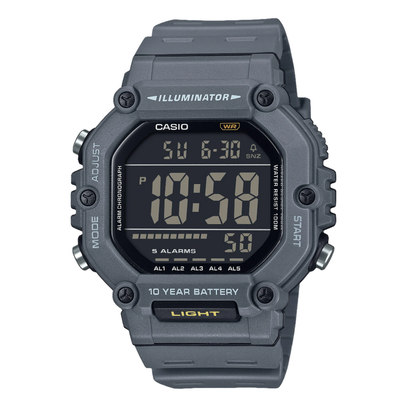 Casio Digital Illuminator Black Dial Grey Resin Band Watch AE1600H-8B