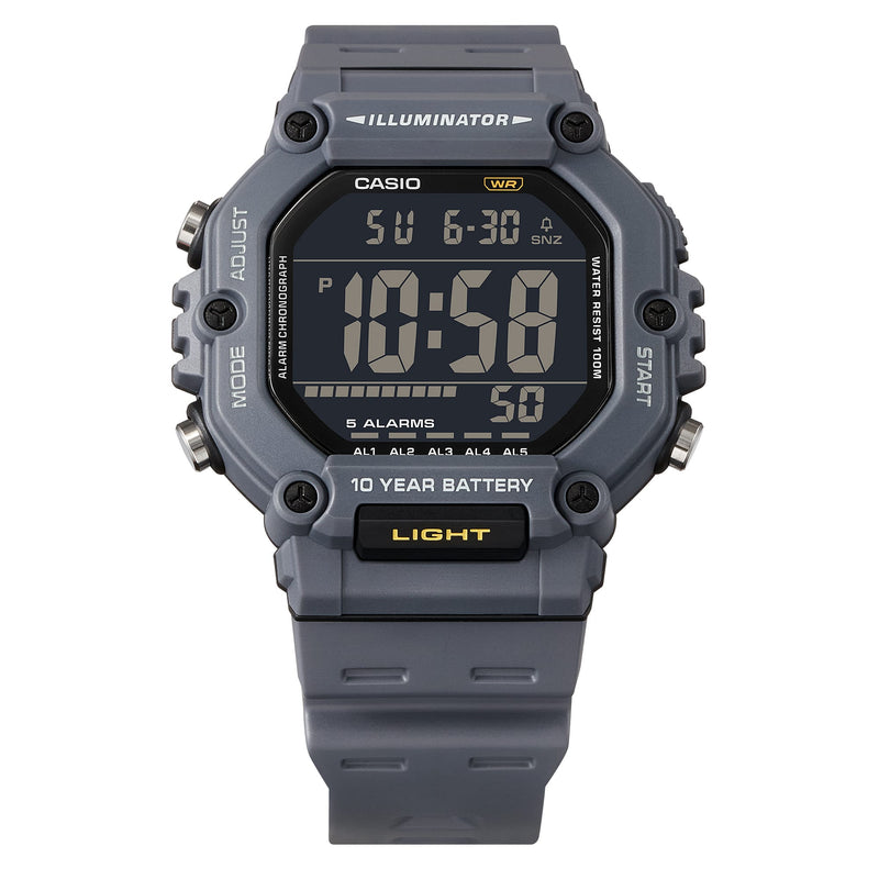 Casio Digital Illuminator Black Dial Grey Resin Band Watch AE1600H-8B