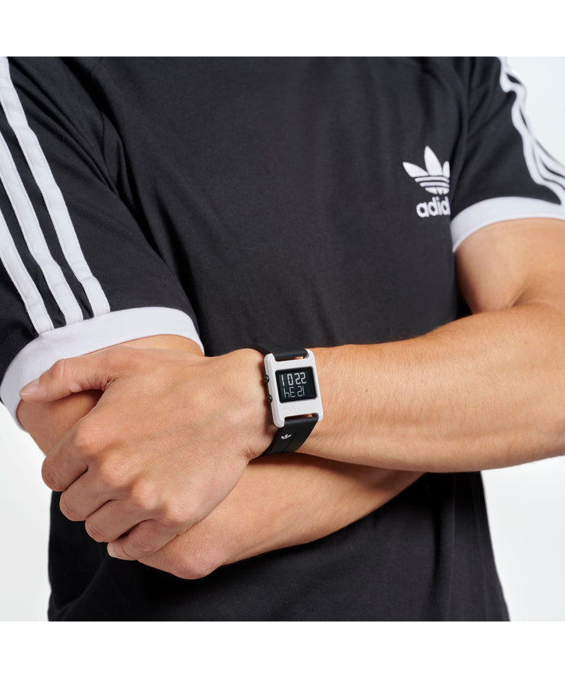 Adidas Originals Retro Pop One Black Silicone Strap Watch AOST23567