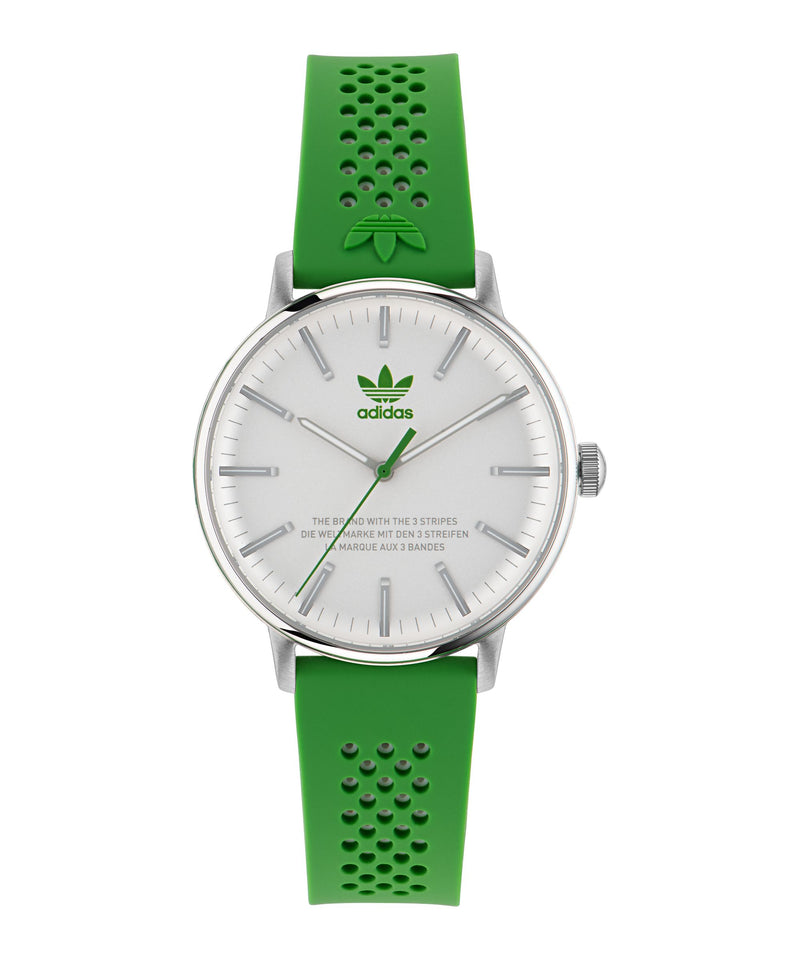 Adidas Code One 38mm White Dial Green Silicone Strap Watch AOSY23023