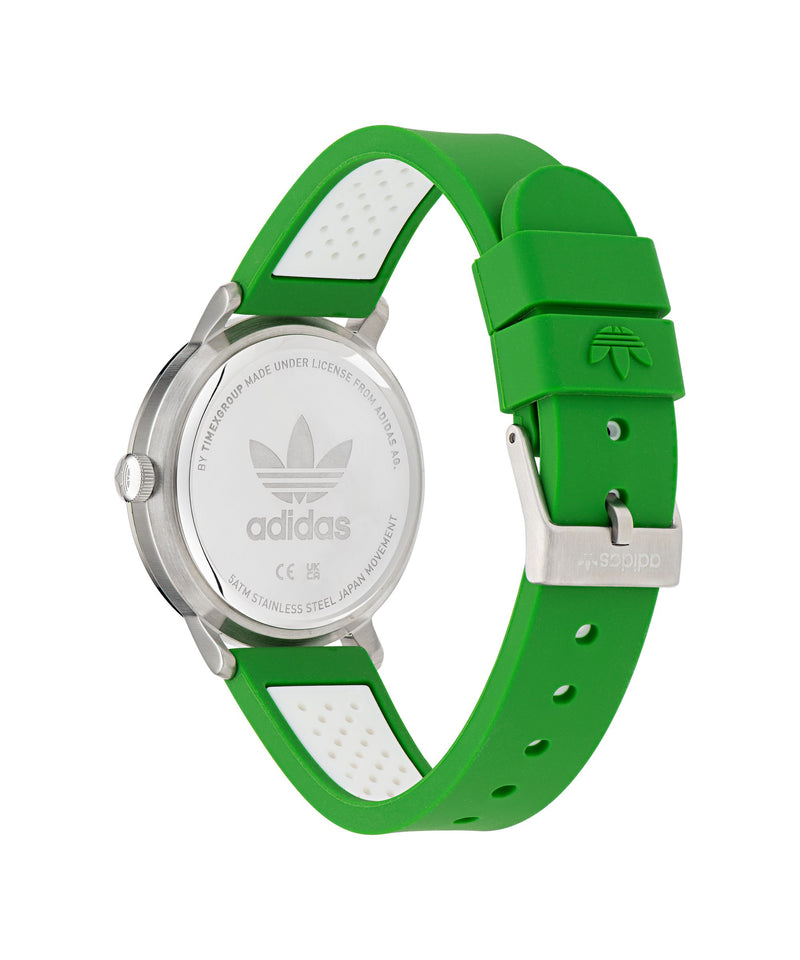 Adidas Code One 38mm White Dial Green Silicone Strap Watch AOSY23023
